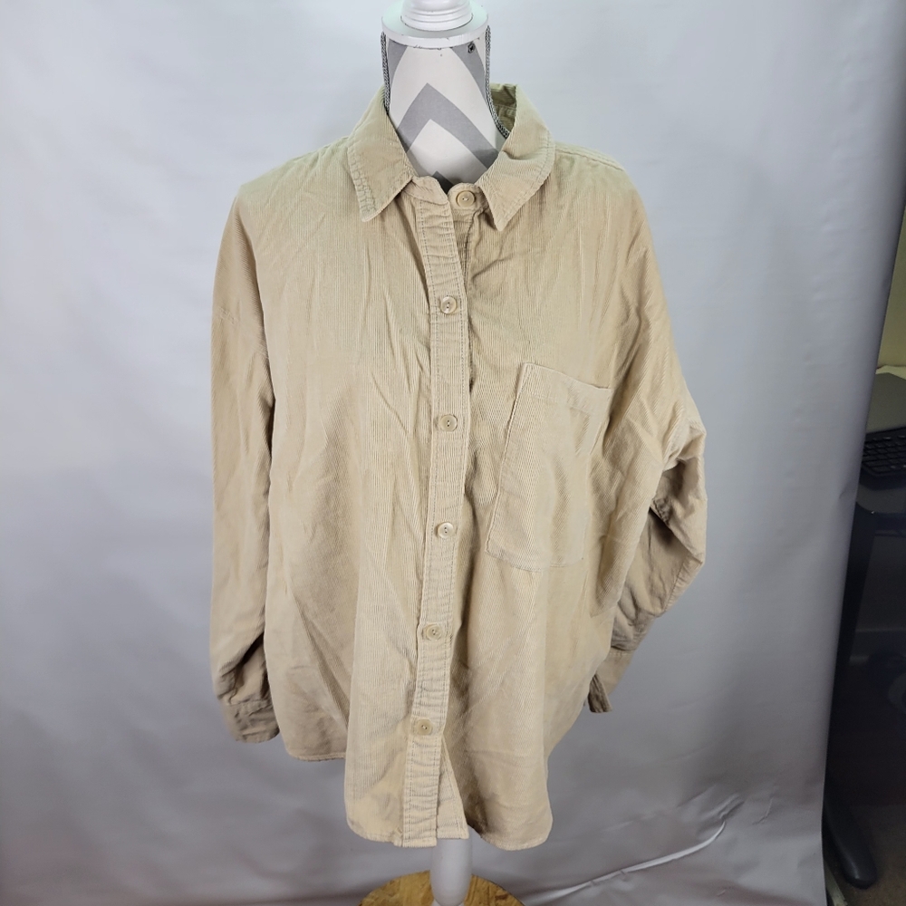 Abercrombie & Fitch Oversized Corduroy Cream Button Front Size XL